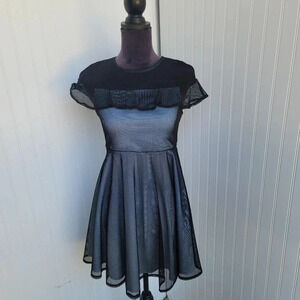 Pastorelle Pippa & Julie Mesh Black Blue A-line Cap Sleeve Dress Big Girls Sz 16